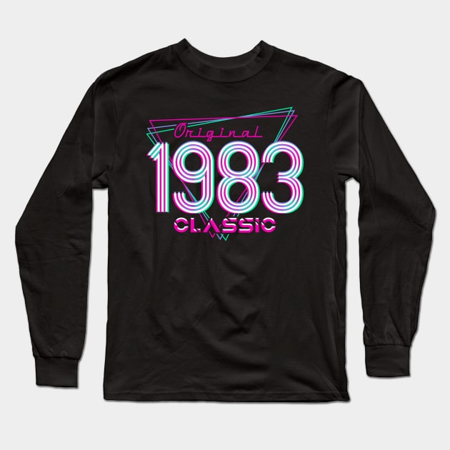 Born In 1983 Throwback Birthday Long Sleeve T-Shirt by PinkInkArt